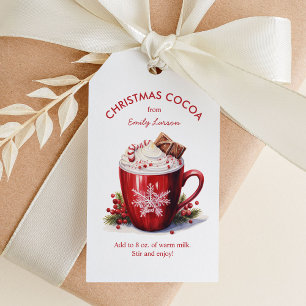 Etiquetas Para Regalos Cacao caliente de color rojo festivo