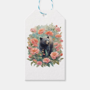 Etiquetas Para Regalos Cachorro de Oso Negro de Alabama Rodeado de Cameli