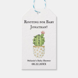 Etiquetas Para Regalos Cactus Baby Shower personalizada "Rooting for Baby