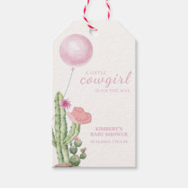 Etiquetas Para Regalos Cactus de flores rosadas Balloon Cowgirl Baby Show