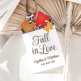 Etiquetas Para Regalos Caer en amor Naranja Hojas de otoño Boda Monograma