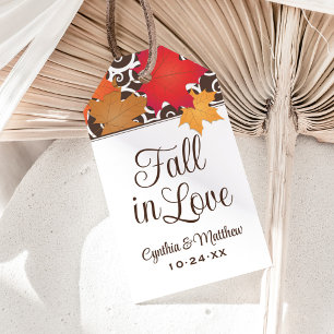 Etiquetas Para Regalos Caer en amor Naranja Hojas de otoño Boda Monograma