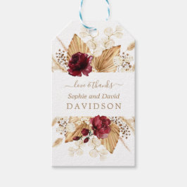 Etiquetas Para Regalos Caída de las flores de borgoña Boda de palma de gr
