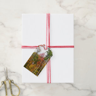 Etiquetas Para Regalos Caída en la colorida fotografía de otoño en el bos