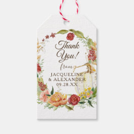 Etiquetas Para Regalos Caída Floral Wreath Calabaza Blanca Brimpkin Ducha