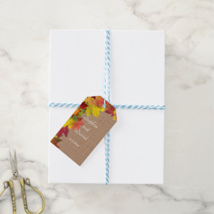Etiquetas Para Regalos Caída Rústica deja a Burlap Boda