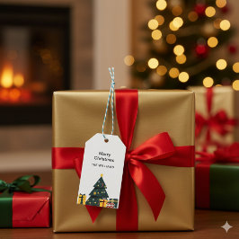 Etiquetas Para Regalos Caja de regalo simple y elegante de árbol de Navid