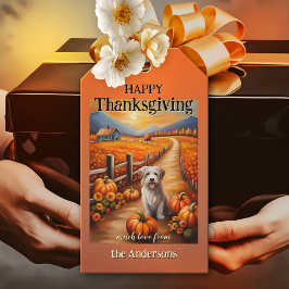 Etiquetas Para Regalos Calabaza acuarela Paisaje otoñal Acción de Gracias