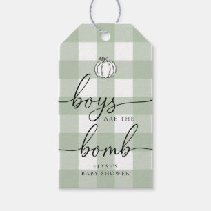 Etiquetas Para Regalos Calabaza Caída Sage Verde Gingham Bath Favor de la