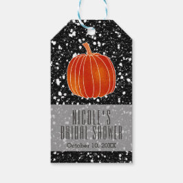 Etiquetas Para Regalos Calabaza de Otoño Naranja Brillante Favor con Purp