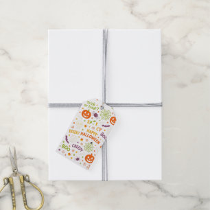Etiquetas Para Regalos Calabaza espumosa y divertida - Colorido patrón de