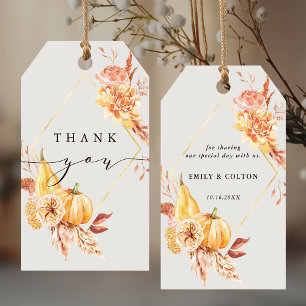 Etiquetas Para Regalos Calabaza Floral Otoño Rústico Agradecimiento Boda 