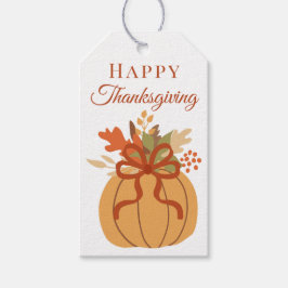 Etiquetas Para Regalos Calabaza Naranja Otoño Feliz Día de Acción de Grac