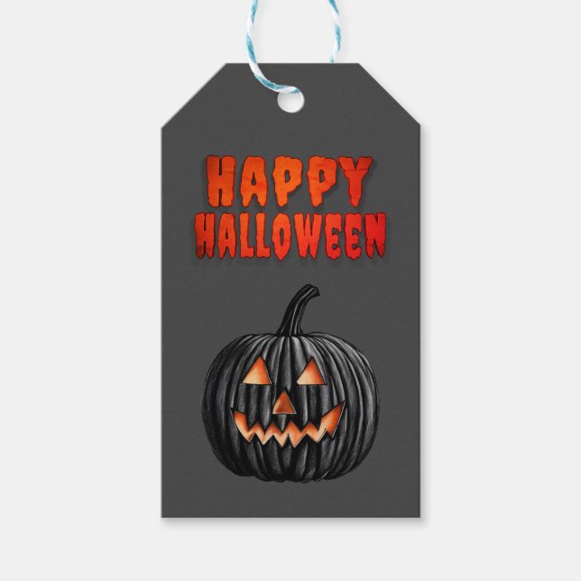 Etiquetas Para Regalos Calabaza negra (Anverso)