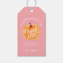 Etiquetas Para Regalos Calabaza otoñal Rustic Gracias Rosa