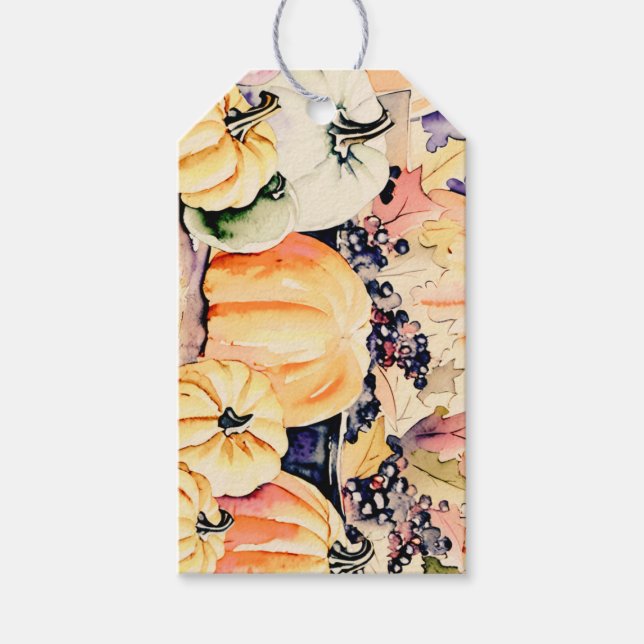 Etiquetas Para Regalos Calabaza y bayas (Anverso)