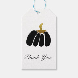 Etiquetas Para Regalos Calabazas Estilizadas en Negro, Blanco y Dorado