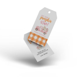 Etiquetas Para Regalos Calabazas florales de color rosa otoño camionetas 