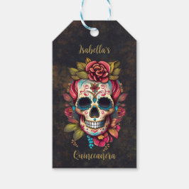Etiquetas Para Regalos Calavera de azúcar floral Quinceanera Cumpleaños