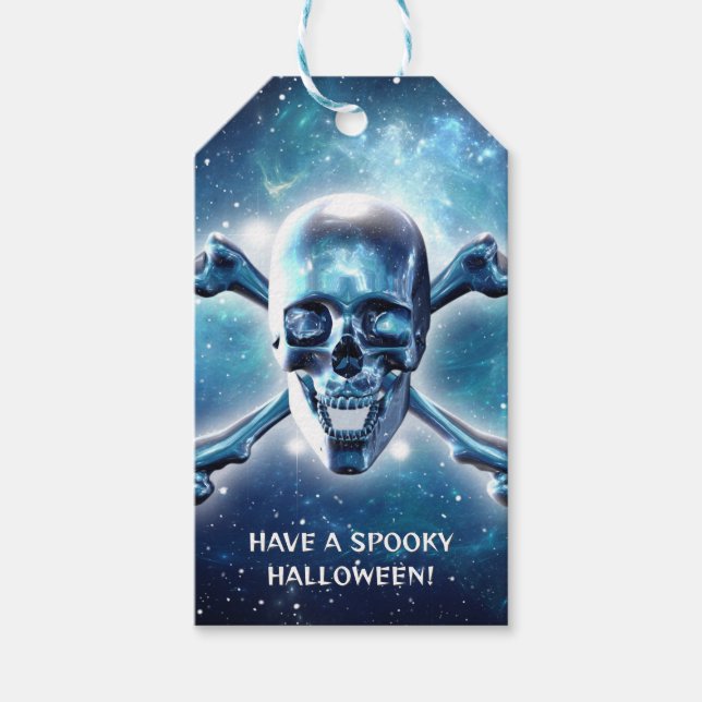 Etiquetas Para Regalos Calavera espacial. Personalizada (Anverso)