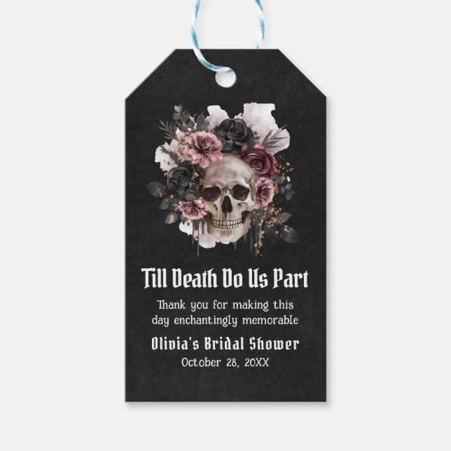 Etiquetas Para Regalos Calavera floral hasta la muerte, parte ducha nupci (Anverso)