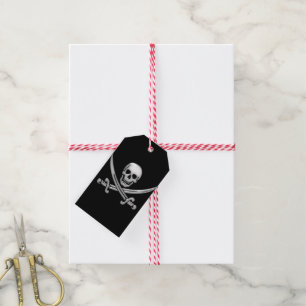 Etiquetas Para Regalos Calavera Pirata y Huesos Cruzados de Espadas (TLAP
