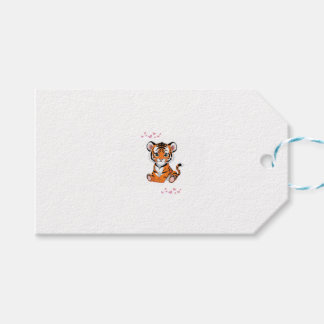 Etiquetas Para Regalos Calcomanía🐯Bebé Tigre Arte con Mariposas Rosadas 