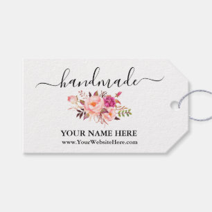 Etiquetas Para Regalos Caligrafía acuarela artesanal Color rosa Floral Et