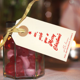 Etiquetas Para Regalos Caligrafía de árbol de Navidad | Nombre de familia