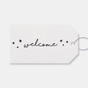 Etiquetas Para Regalos Caligrafía de bienvenida en blanco y negro. Modern