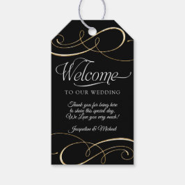 Etiquetas Para Regalos Caligrafía del guión de bienvenida Black and Gold 
