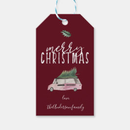 Etiquetas Para Regalos Caligrafía Feliz Navidad Van y rojo hollín de árbo