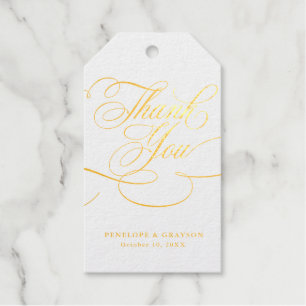 Etiquetas Para Regalos Caligrafía moderna boda de oro y blanco intemporal