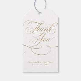 Etiquetas Para Regalos Caligrafía moderna boda de oro y blanco intemporal
