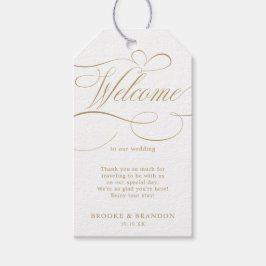 Etiquetas Para Regalos Caligrafía moderna boda de oro y blanco intemporal