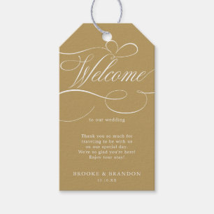 Etiquetas Para Regalos Caligrafía moderna boda de oro y blanco intemporal