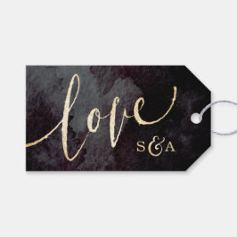 Etiquetas Para Regalos Caligrafía moderna de purpurinas de oro negro de g