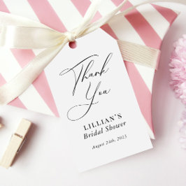 Etiquetas Para Regalos Caligrafía moderna Ducha nupcial blanca y negra