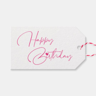 Etiquetas Para Regalos Caligrafía moderna rosa de cumpleaños feliz simple
