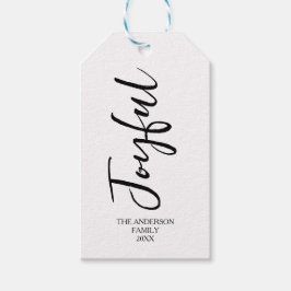 Etiquetas Para Regalos Caligrafía simple de Navidades alegres en blanco y