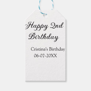 Etiquetas Para Regalos caligrafía simple mínimo feliz segundo cumpleaños