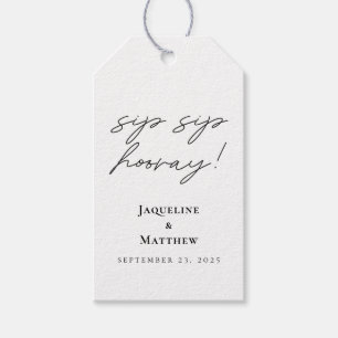 Etiquetas Para Regalos Caligrafía Sip Sip Hooray Boda Blanco Negro