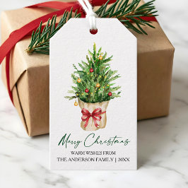 Etiquetas Para Regalos Calligraphy Ink Christmas Watercolor Pine Red Bow