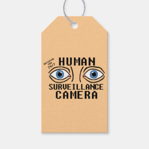 Etiquetas Para Regalos Cámara de Vigilancia Humana Humor Seco