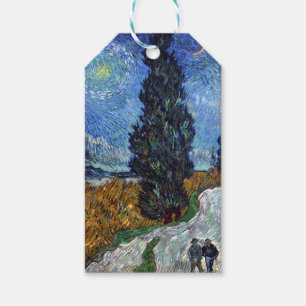 Etiquetas Para Regalos Camino con cipreses Impresionismo de Van Gogh