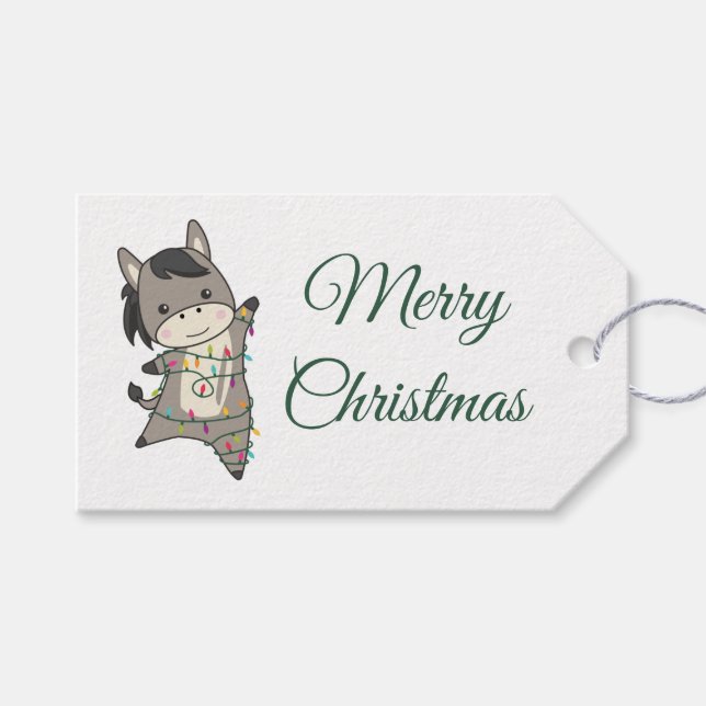 Etiquetas Para Regalos Camión de animales de invierno de burros Navidades (Frente (Horizontal))