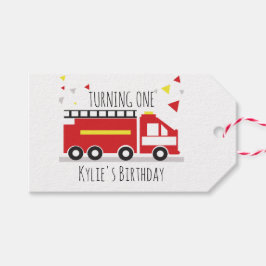Etiquetas Para Regalos Camión de Bomberos para Niños Diversión Confeti Cu