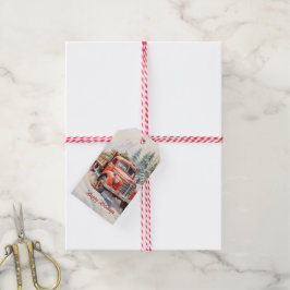 Etiquetas Para Regalos Camión Rojo Vintage