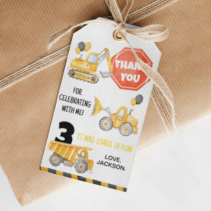 Etiquetas Para Regalos Camiones de construcción Fiesta de cumpleaños etiq