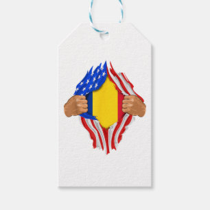 Etiquetas Para Regalos Camiseta Sangre Rumana Dentro de Mí Bandera de Rum